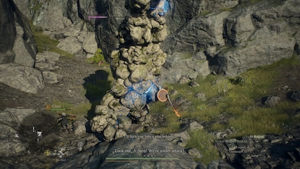 I have no idea exactly how my character is clinging to this stone golem.