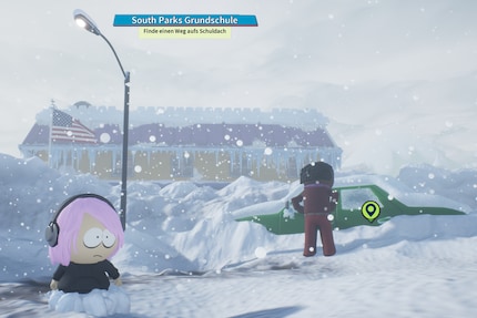 As a newcomer, I set off in search of Cartman. A green marker shows me the way.