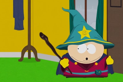 Cartman’s looking forward to magical battles in the snow and dresses for the occasion.