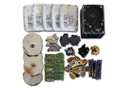 Individual parts of an HDD.