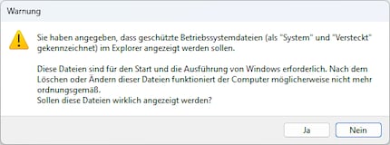 Windows warns you not to show these files.
