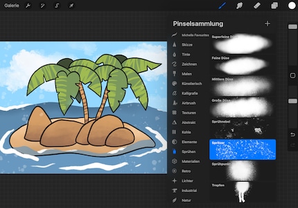 In the last step, you paint smaller details, such as the foamy water and small splashes. 