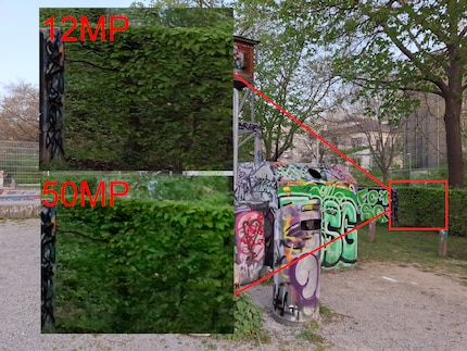 Die 12-Megapixelversion kommt etwas besser weg, aber nur wenn du ganz nah heranzoomst.