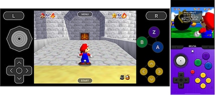 You can use Delta emulator in both horizontal and vertical orientation. I prefer vertical.
