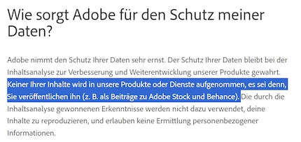 Adobe says that your unpublished content will not be included in their products.