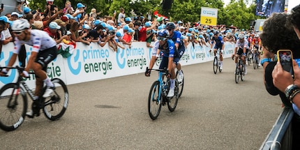 There can only be one. Stage winners. The rest of the field trickles into the finish line rider by rider.