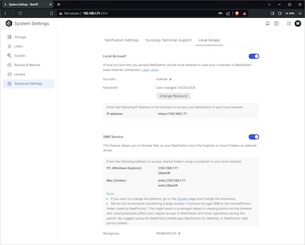 Die mächtigste Option ist der SMB Service.