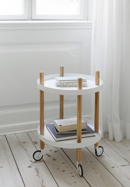 The Block tea trolley gets rolling thanks to its wheels.