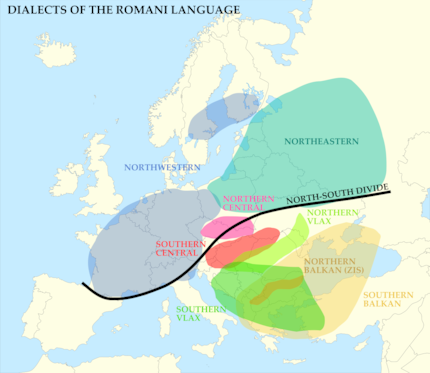 The distribution of the largest Romani dialects in Europe.