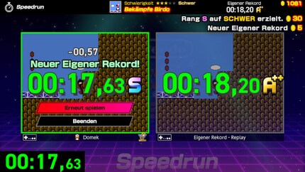 Der Bosskampf gegen «Birdo» in «Super Mario Bros. 2». Ein «S»-Rang, auf den ich besonders stolz bin. 
