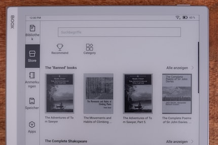 Im Store lade ich mir nach Herzenslust freie Bücher herunter.