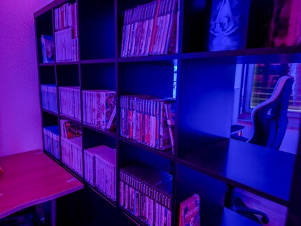 Joshua’s considerable game collection has earned a deservingly prominent spot in the room.