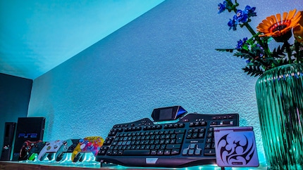 Here, the Logitech G19s on a high pedestal.