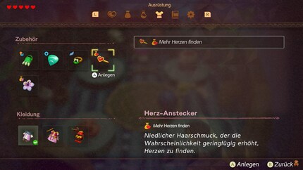 Im Trailer stehen Zelda fünf Zubehör-Slots zur Verfügung.
