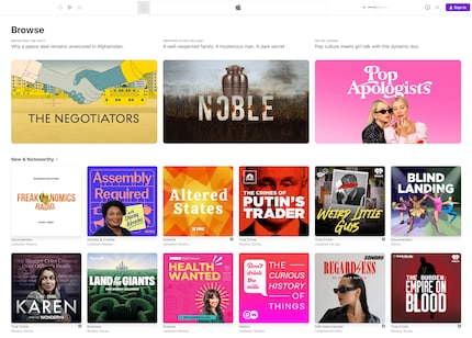 Die Web-App sieht aus wie Podcasts-App für MacOS.