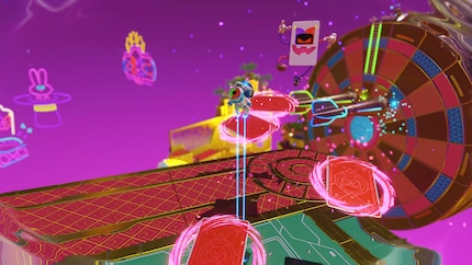 Mit diesem Powerup verlangsame ich die Zeit und nutze so gegnerische Projektile als Plattformen.