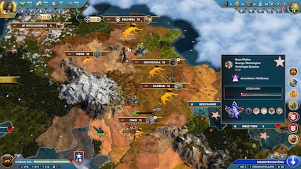 When I zoom out, I can see my empire made up of individual cities and their regions.