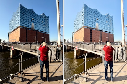 Das gleiche Bild einmal mit Ton -100 (links) und einmal mit Ton +100 (rechts).