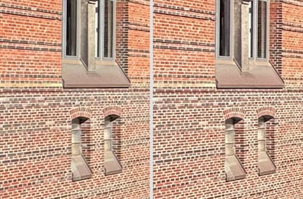 Extrem vergrösserter Ausschnitt aus der Ultraweitwinkel-Kamera des iPhone 15 Pro (links) und des iPhone 16 Pro (rechts). Kannst du mehr Texturen erkennen? Ich nicht.