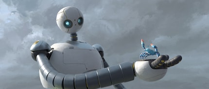 See the «painted» clouds in the background? It’s not easy to describe the animation style of The Wild Robot.