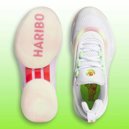 Visuell ist Haribo auf den Adidas-Schuhen sehr präsent.