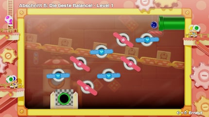 In der Toad-Fabrik muss ich alle Hebel in Bewegung setzen, damit die Kugel ihren Weg zum Ziel findet.