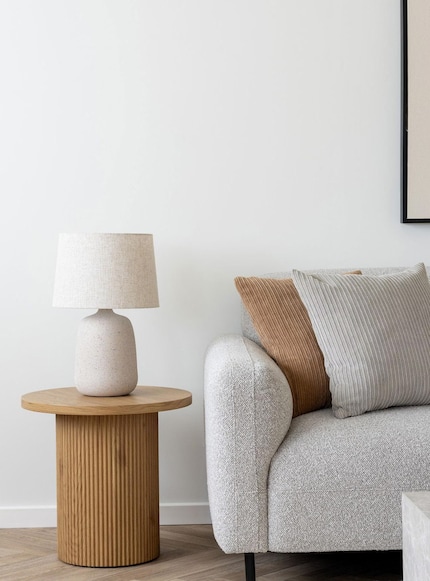 Irregular fibres give the lamp a rustic...