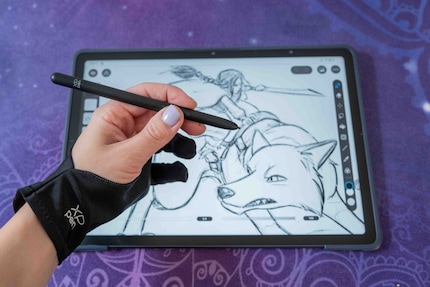 Drawing on the Magic Drawing Pad works great with a glove.