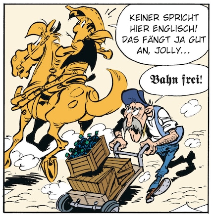 Lucky Luke hat anfänglich Verständnisschwierigkeiten in Milwaukee.