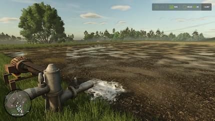 I flood the rice field with a pump.