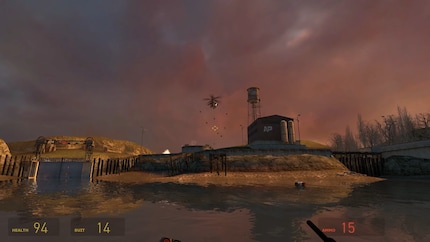 The helicopter ejecting loads of bombs in the final battle was a mistake that turned out to be a lucky coincidence.