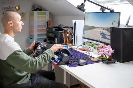 Waiting excitedly behind my control stick to get started.