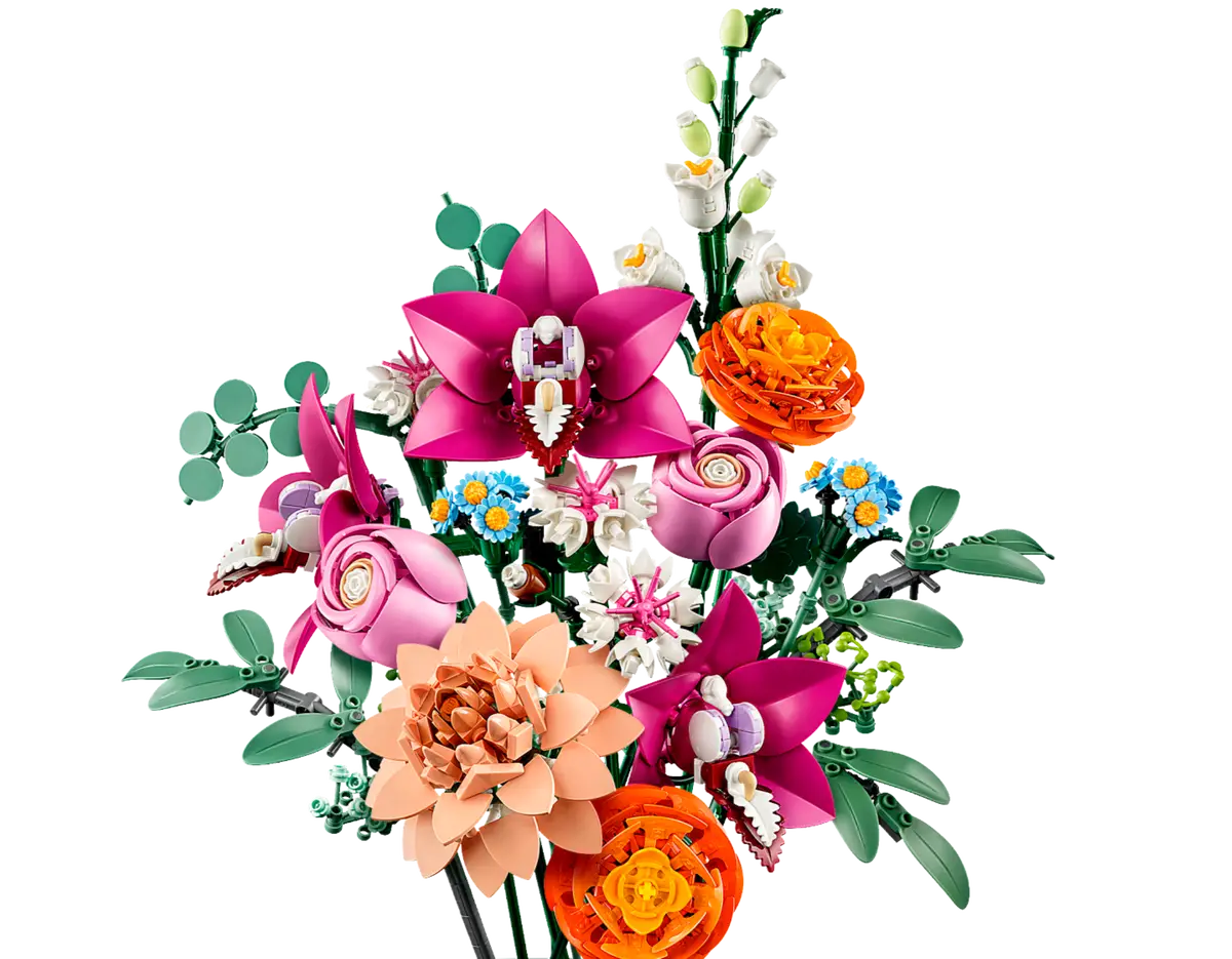 Der bunte Strauß aus Lego-Blumen.