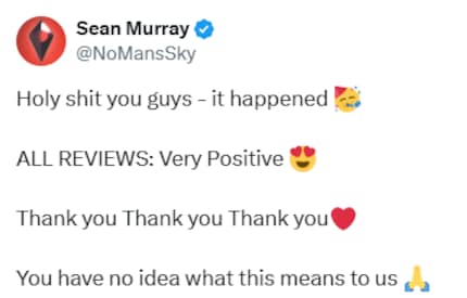 Murray feiert auf X mit Herzen, Danke- und Party-Emojis.