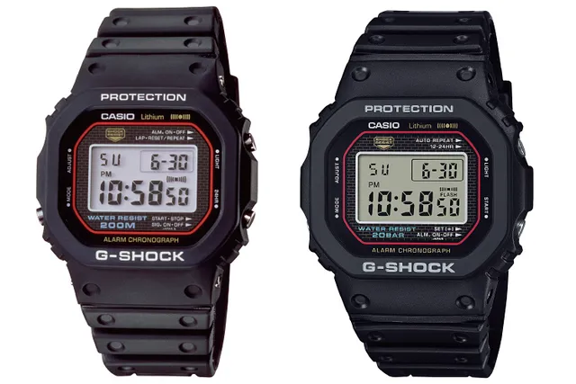 Die originale G-Shock (links) im Vergleich zur neuen DW-5000R.