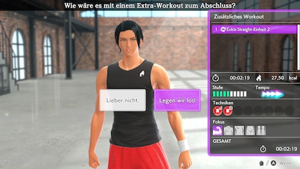 Ich war (zu) gut und bekomme noch ein extra Workout vorgeschlagen.