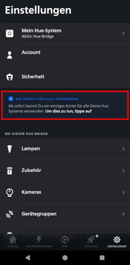 Use the blue framed banner under Settings to start the multi-bridge setup.