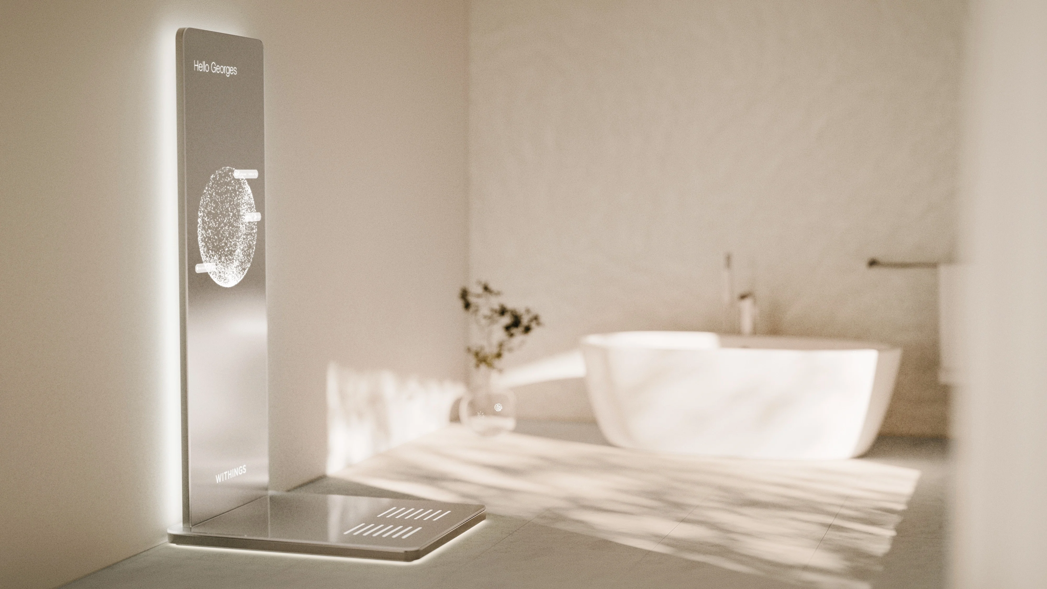 The base is a smart scale, the mirror is also a display.