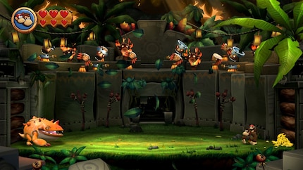 The boss fights take place in a classic arena. To beat the Tiki Tak, you have to prove your skill over several stages.