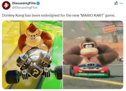 Comparison of Donkey Kong on the Switch (left) and on the Switch 2 (right)