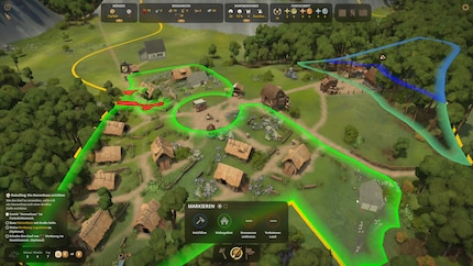 I use coloured zones to designate areas for residential buildings, extracting resources and reforestation.