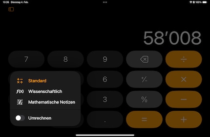 The calculator app boasts a variety of modes.