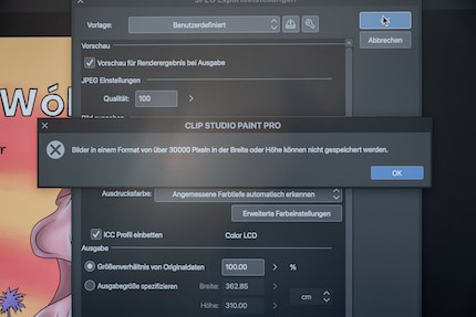 Mein Bild ist zu gross für den Export. Mist!