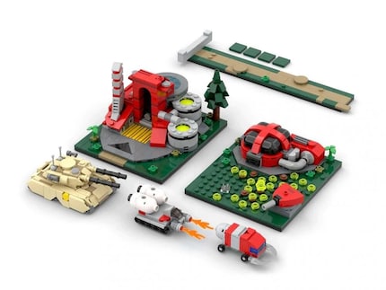 The Refinery + Silo set includes two buildings, three military land vehicles and a road.