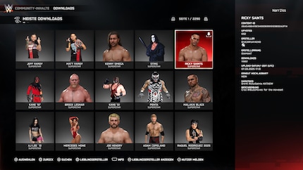 Die Community-Inhalte bieten eine große Sammlung aus teilweise großartigen, selbst erstellten Wrestlern und Wrestlerinnen.