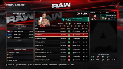 Zu Beginn von MyGm drafte ich mein Startroster gegen meine Konkurrenten.