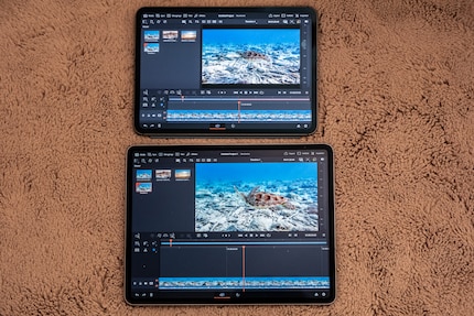 The iPad Air (bottom) renders 4K videos easily and almost as quickly as the iPad Pro.