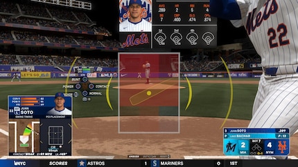 Bottom 7, keine Outs und einen Strike zeigt mir die Grafik rechts unten an. Logisch, oder?