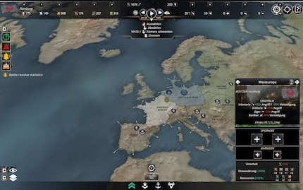 In conquered territories, I can build upgrades and create garrisons. That's it.