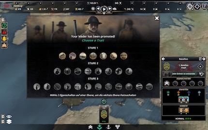 After several battles, I can upgrade my military leader.